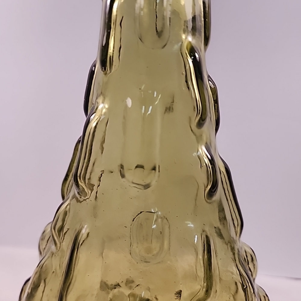 Vtg Empoli Glass Olive Green Genie Bottle Block Brick MCM 15” Italy NO STOPPER - Picture 11 of 13